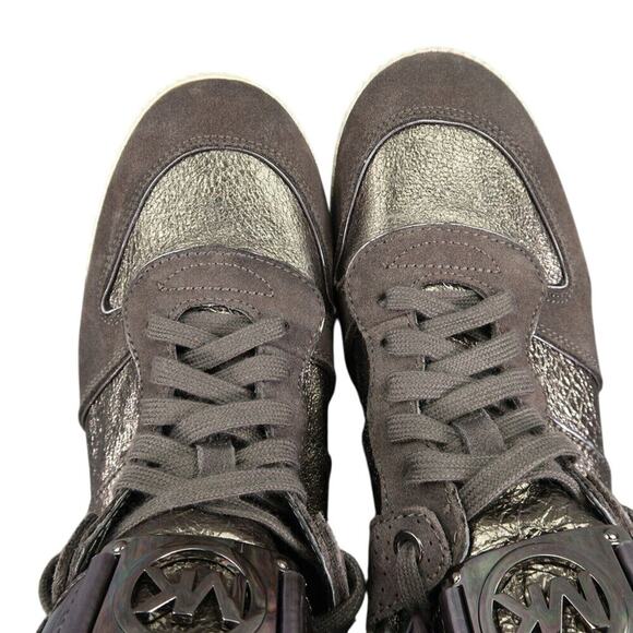 Michael Kors Shoes Womens 10 Sneakers Fashion Lifestyle Hidden Wedge Leather Mid - Picture 10 of 16